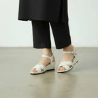 Midnight Beige floral wedge sandals for women with a 2.5-inch heel, PIU_293
