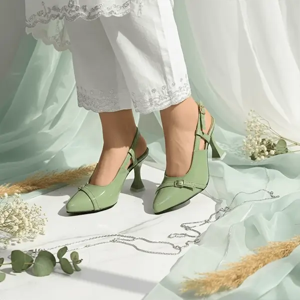 Mint Gloss Heels Pump PIU_192 patent ladies shoes PumpItUp.pk