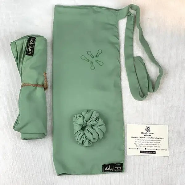 Mint Half Niqab Set HB-66 – Complete Double Georgette Half Niqab Set with Accessories by Hijabiyana