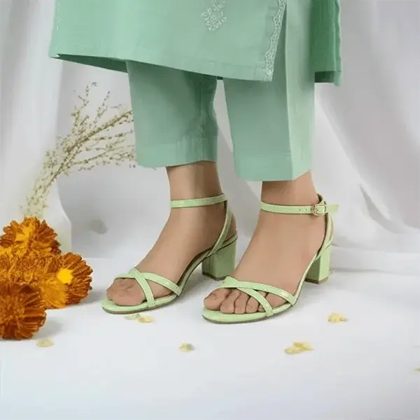 Mint Muse Block Heel Sandal PIU_174 patent rexine ladies shoes PumpItUp.pk