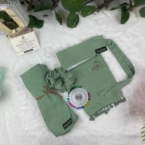 Mint Saudi Niqab With Beads Set HB-28 – Double Georgette Fabric by Hijabiyana By Pumpitup.pk