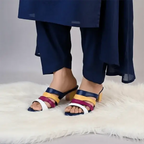 Multi Rip Block Heel Sandal PIU_159 Sofa Rexine ladies shoes PumpItUp.pk
