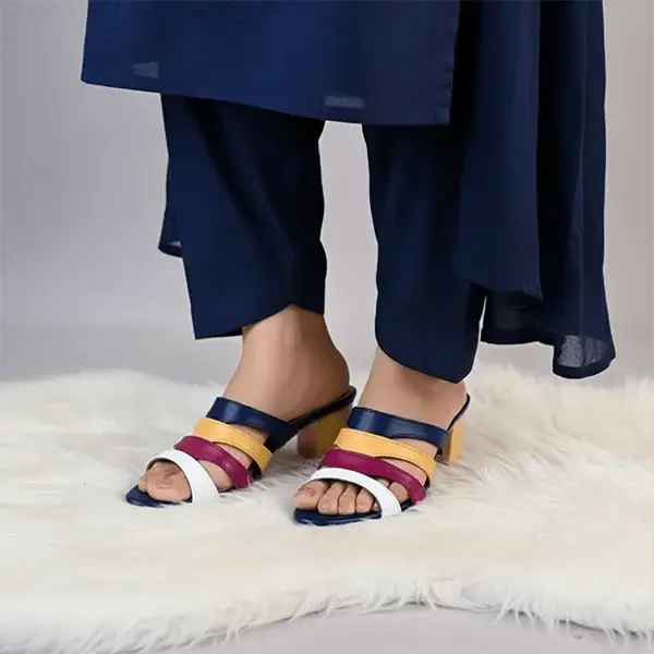 Multi Rip Block Heel Sandal PIU_159 Sofa Rexine ladies shoes PumpItUp.pk