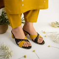 Mustard LVX Super Comfy Block Heel Sandal PIU_158 Jeans + Sofa Rexine ladies shoes PumpItUp.pk