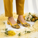Mustard Python Power Slingback Block Heel PIU_ 218