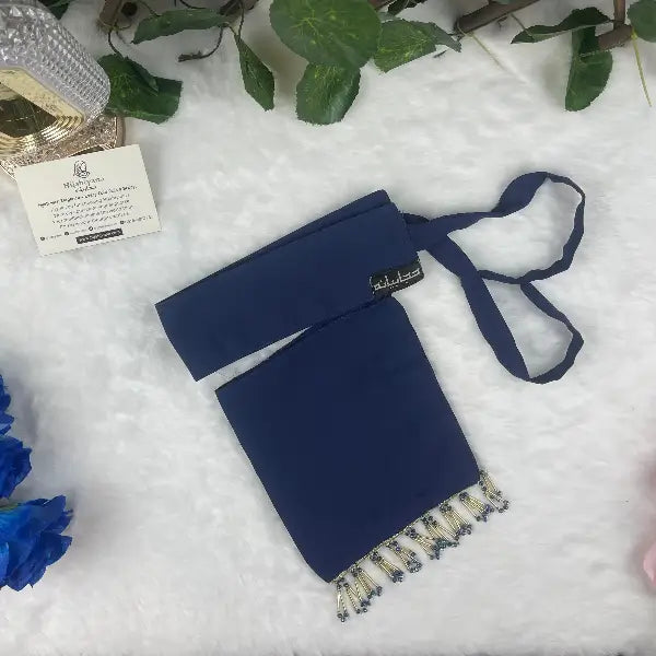 Navy Blue Saudi Niqab With Beads HB-30 – Double Georgette Fabric by Hijabiyana By Pumpitup.pk