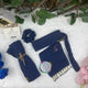 Navy Blue Saudi Niqab With Beads Set (HB-32)