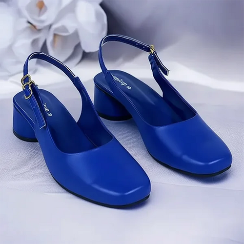 Navy Sleek Solace Slingback Block Heel PIU_211 Imported Sofa Rexine ladies shoes PumpItUp.pk