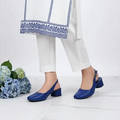 Navy Sleek Solace Slingback Block Heel PIU_211 Imported Sofa Rexine ladies shoes PumpItUp.pk