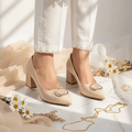 Nude Glossy Block Heel PIU_239 Patent Rexine ladies shoes PumpItUp.pk