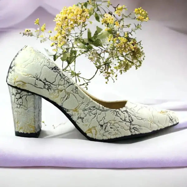 OFF White Chunky Block Heel Pump PIU_138 Amarah rexine ladies shoes PumpItUp.pk