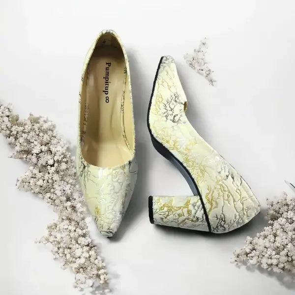 OFF White Chunky Block Heel Pump PIU_138 Amarah rexine ladies shoes PumpItUp.pk