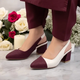 Off White & Mehroon Charm Slingback Block Heel PIU_229