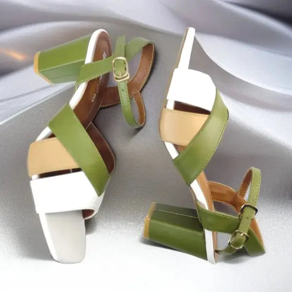 Olive Charm Block Heels Sandal PIU_193