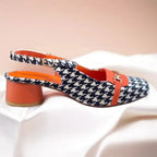 Orange Crush Slingback PIU_223 Amarah fabric rexine block heel slingback shoes PumpItUp.pk