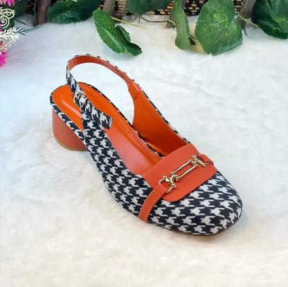 Orange Crush Slingback PIU_223 Amarah fabric rexine block heel slingback shoes PumpItUp.pk