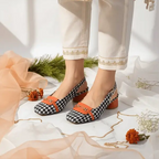 Orange Crush Slingback Block Heel PIU_223 Amarah Fabric Rexine ladies shoes PumpItUp.pk