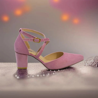 Pink Cross Strap Block heel Pump PIU_113