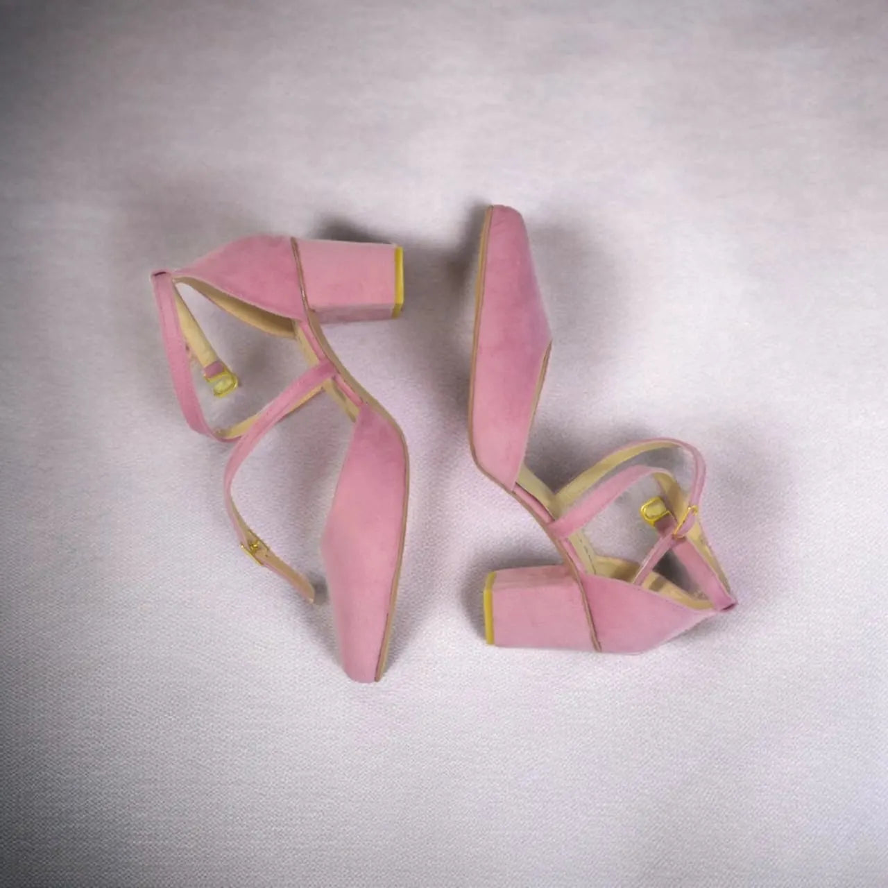 Pink Cross Strap Block heel Pump PIU_113