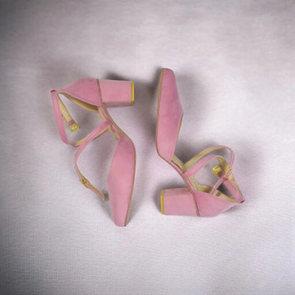 Pink Cross Strap Block heel Pump PIU_113