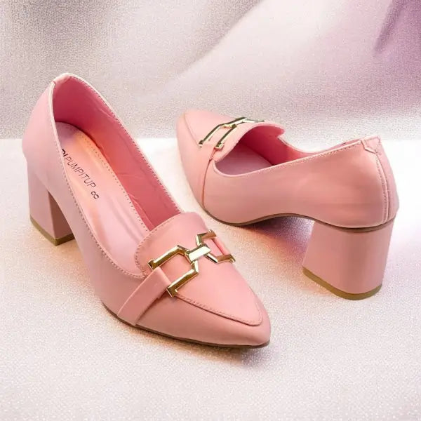 Pink Grace Mode Block Heels PIU_236 Lacra rexine shoes PumpItUp.pk