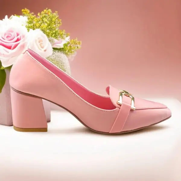 Pink Grace Mode Block Heels PIU_236 Lacra rexine shoes PumpItUp.pk