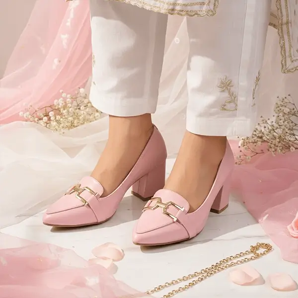 Pink Grace Mode Block Heels PIU_236 Lacra Rexine ladies shoes PumpItUp.pk