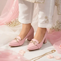 Pink Grace Mode Block Heels PIU_236 Lacra Rexine ladies shoes PumpItUp.pk