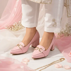 Pink Grace Mode Block Heels PIU_236 Lacra Rexine ladies shoes PumpItUp.pk
