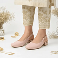 Pink Sleek Solace Slingback Block Heel PIU_210 Imported Sofa Rexine ladies shoes PumpItUp.pk