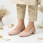 Pink Sleek Solace Slingback Block Heel PIU_210 Imported Sofa Rexine ladies shoes PumpItUp.pk