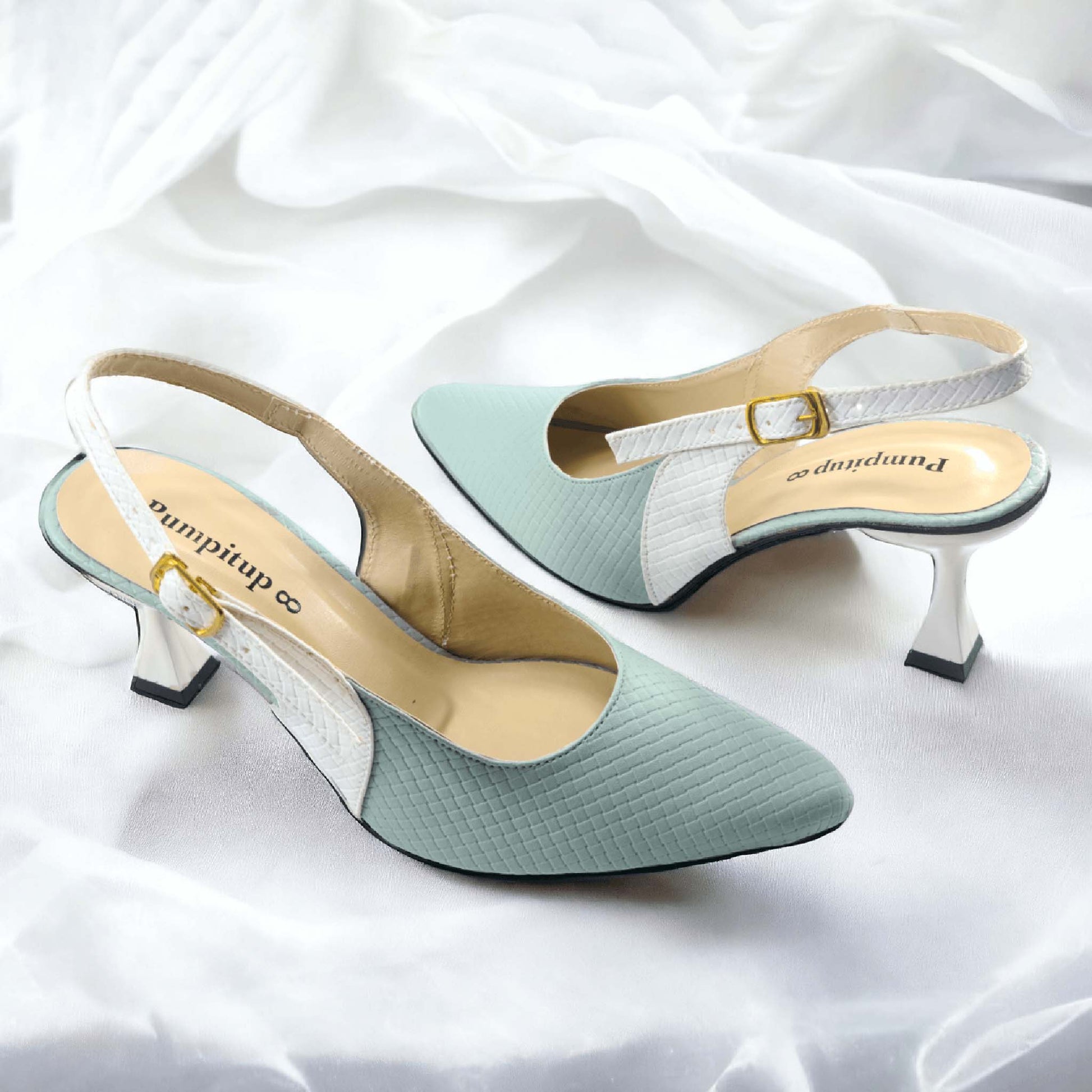 Pistachio & White Classy Heel Pump PIU_124