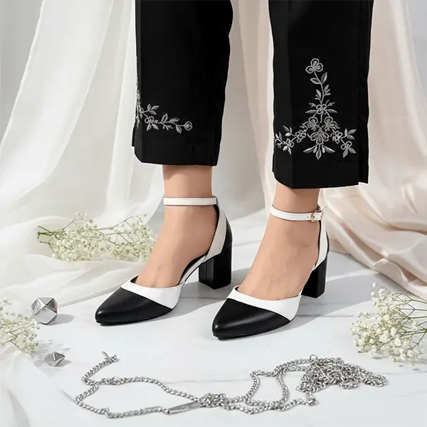 Pointed Ankle Strap Block Heel Pump PIU_248 Sofa Rexine ladies shoes PumpItUp.pk