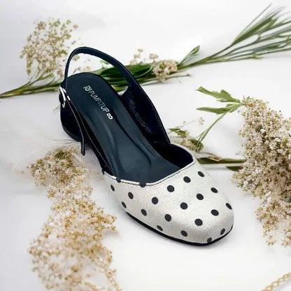 Polka Dots Block Heel PIU_243 Amarah rexine ladies shoes PumpItUp.pk