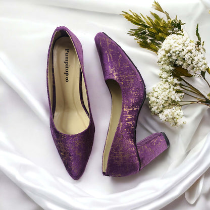 Purple Buttercups Block Heel Pump PIU_128