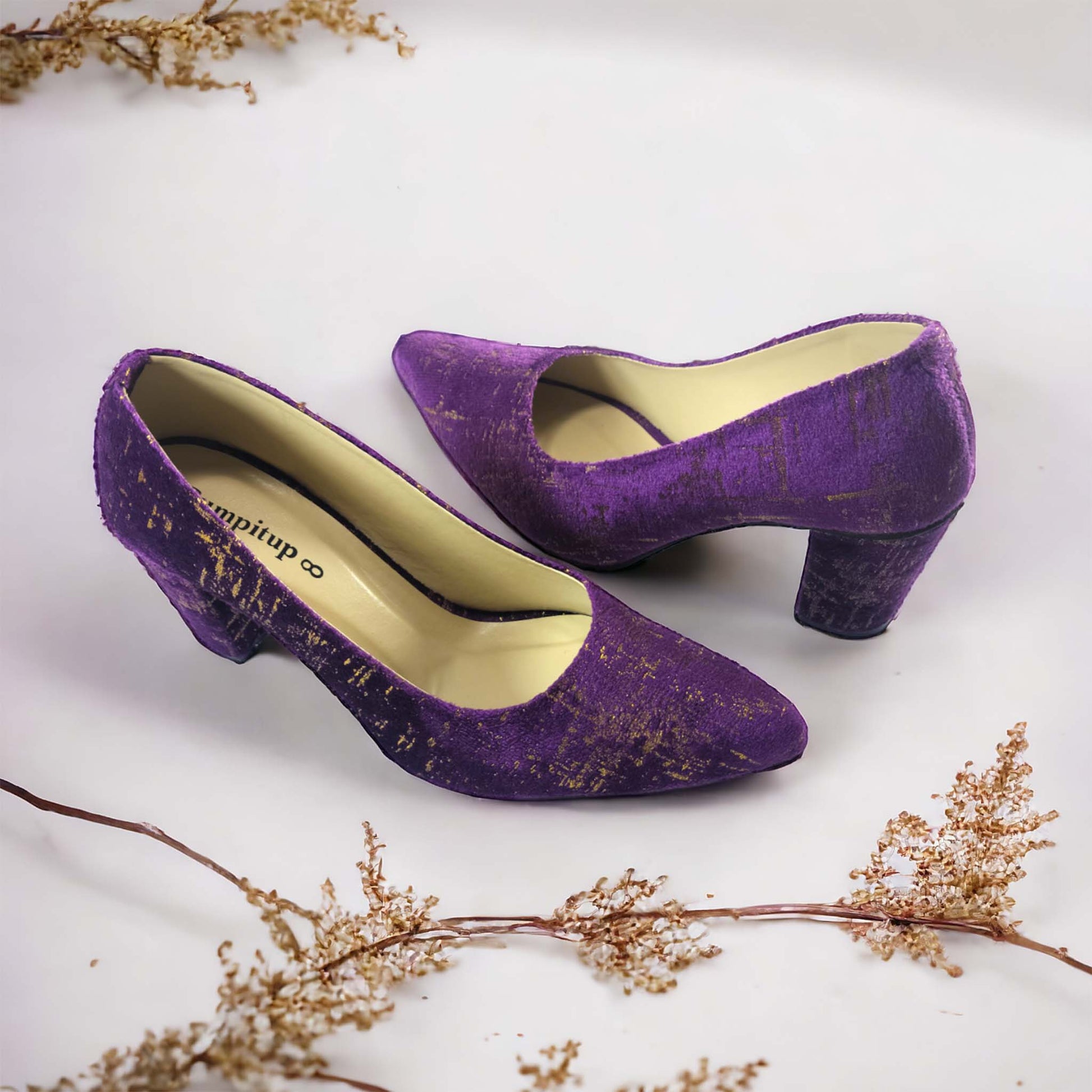 Purple Buttercups Block Heel Pump PIU_128