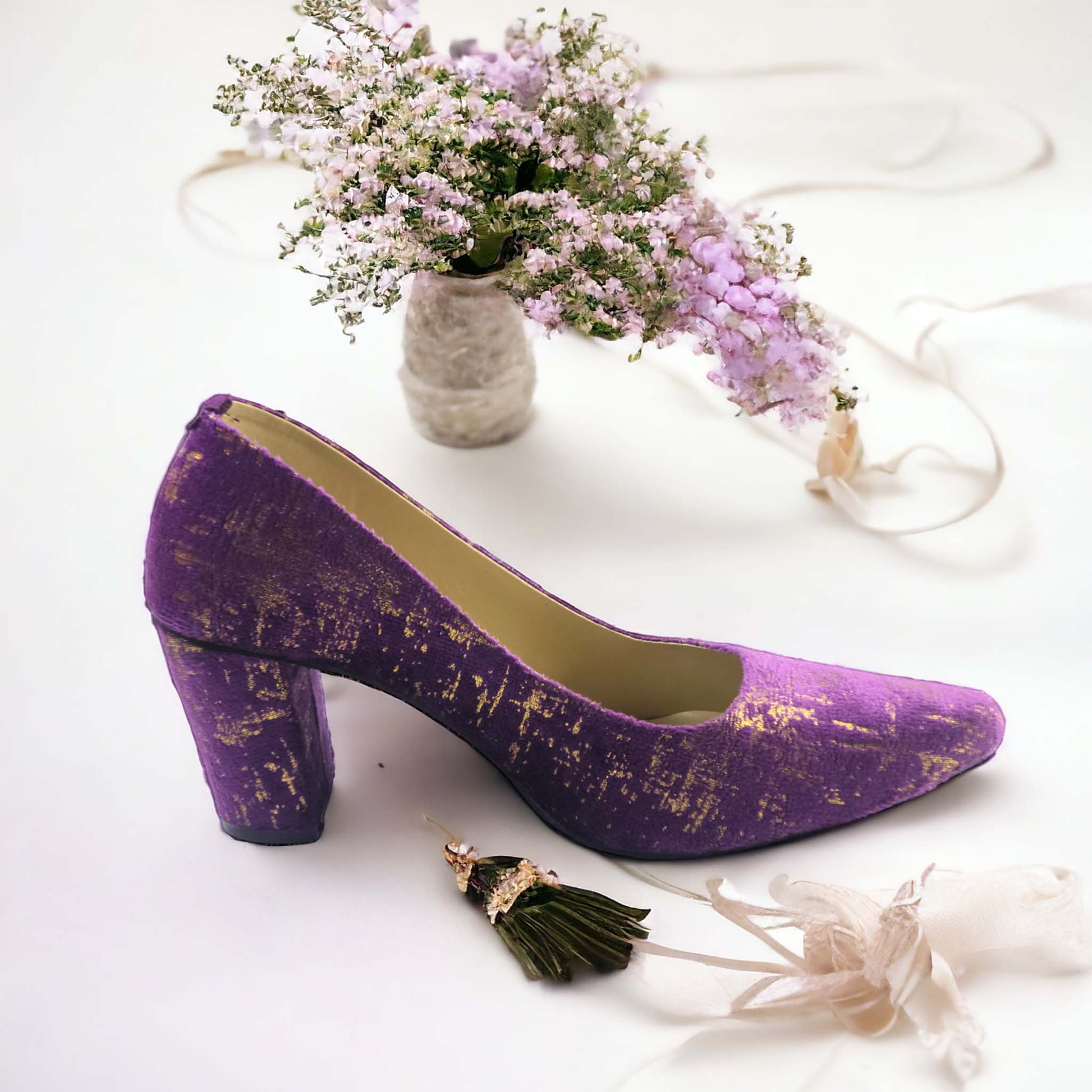 Purple Buttercups Block Heel Pump PIU_128