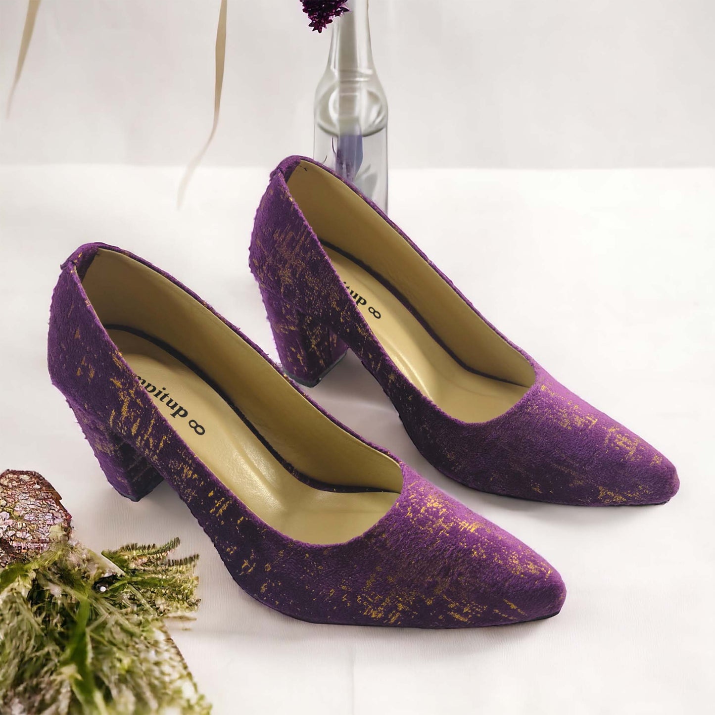 Purple Buttercups Block Heel Pump PIU_128