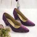 Purple Buttercups Block Heel Pump PIU_128 amarah rexine ladies shoes PumpItUp.pk