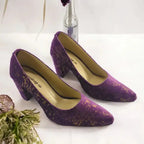 Purple Buttercups Block Heel Pump PIU_128 amarah rexine ladies shoes PumpItUp.pk