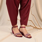 Queen Mehroon Pearl Strap Wedge Sandals for Women - PIU_286 | PumpItUp