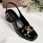 Raven Black Slingback Block Heel PIU_253 Amarah Rexine ladies shoes PumpItUp.pk