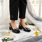 Raven Black Slingback Block Heel PIU_253 Amarah Rexine ladies shoes PumpItUp.pk