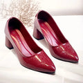 Red Midnight Gloss Block Heels PIU_233 dot patent rexine shoes PumpItUp.pk