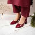 Red Midnight Gloss Block Heels PIU_233 Dot Patent Rexine ladies shoes PumpItUp.pk