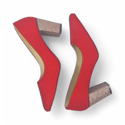 Red Shine Block Heel pump PIU_116