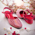 Red & White Dusk Heels PIU_231 sofa rexine block heel shoes PumpItUp.pk