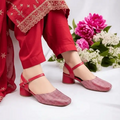 Red & White Dusk Heels Block Heel PIU_231 Sofa Rexine ladies shoes PumpItUp.pk