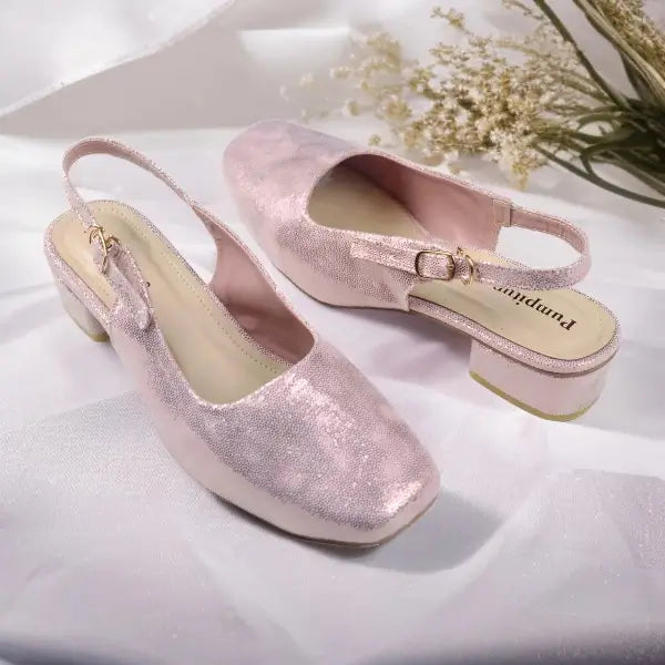 Rose Gala Gleam Slingback Block Heel PIU_214