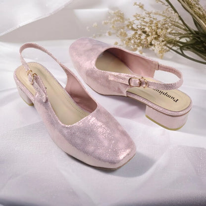 Rose Gala Gleam Slingback Block Heel PIU_214